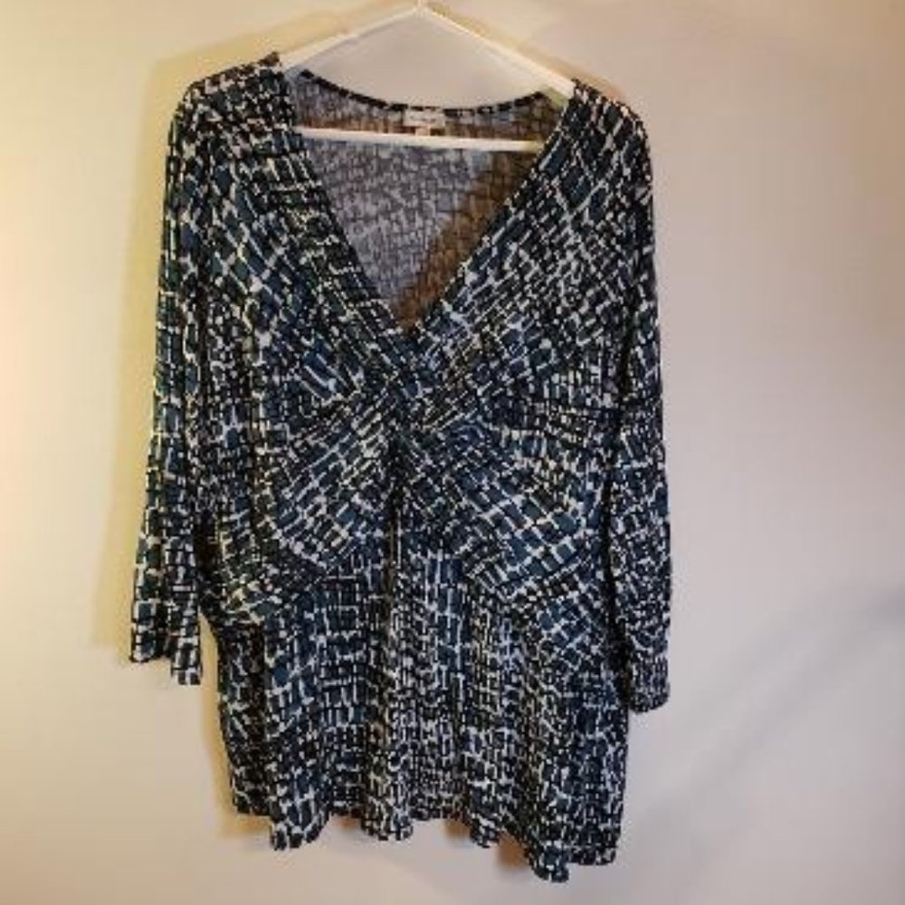 Avenue Twist front Teal/Black Print top 22/24